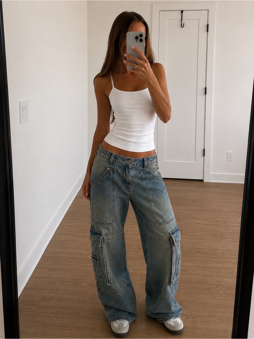 Edikted Via Washed Low Rise Baggy Cargo Jeans